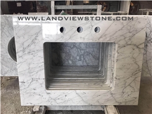 Carrara White Vanity Top, White Marble Bath Top