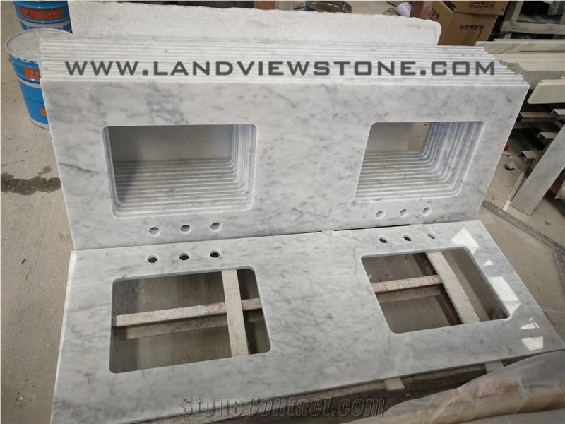 Carrara White Vanity Top, White Marble Bath Top