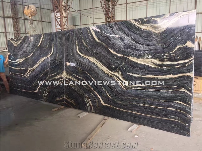 Kenya Black Marble Antico Black Wood Marble Slabs