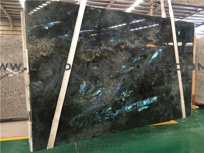 Lemurian Blue Granite Slab, Labradorite Blue Tiles