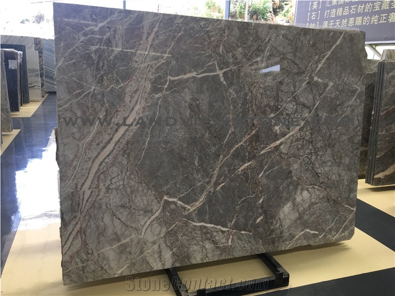 Pascal Grey Marble Slab, Fior Di Pesco Emperador