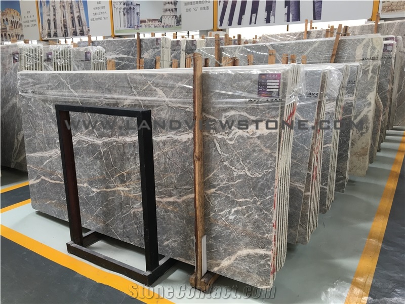 Pascal Grey Marble Slab, Fior Di Pesco Emperador