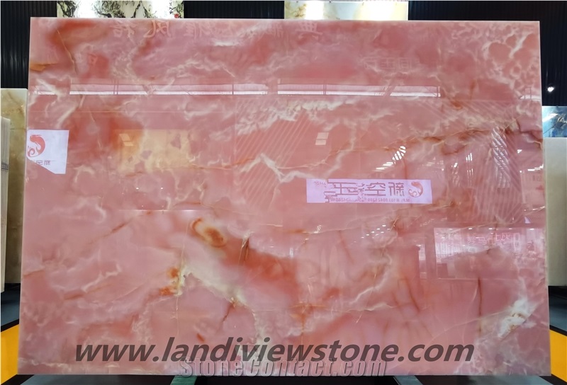 Pink Onyx Wall Bathroom Cladding Vanity Tops