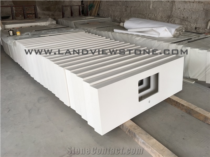 Pure White Artificial Stone Vanity Tops Cheap