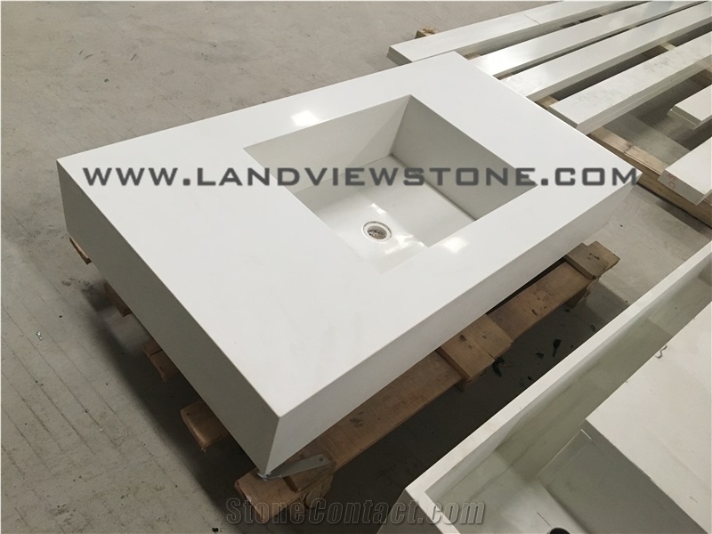 Pure White Artificial Stone Vanity Tops Cheap