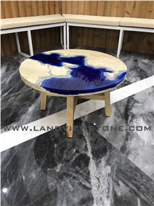 Travertine with Resion Table Top, Design Table Top