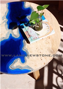Travertine with Resion Table Top, Design Table Top