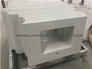 White Mirror Quartz Vantity Top, Quartz Bathtop
