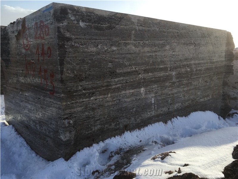 Silver Travertine, Iran Grey Travertine Block