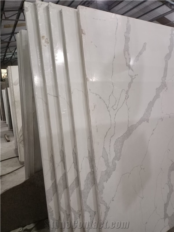 Calcutta White Quartz Slabs