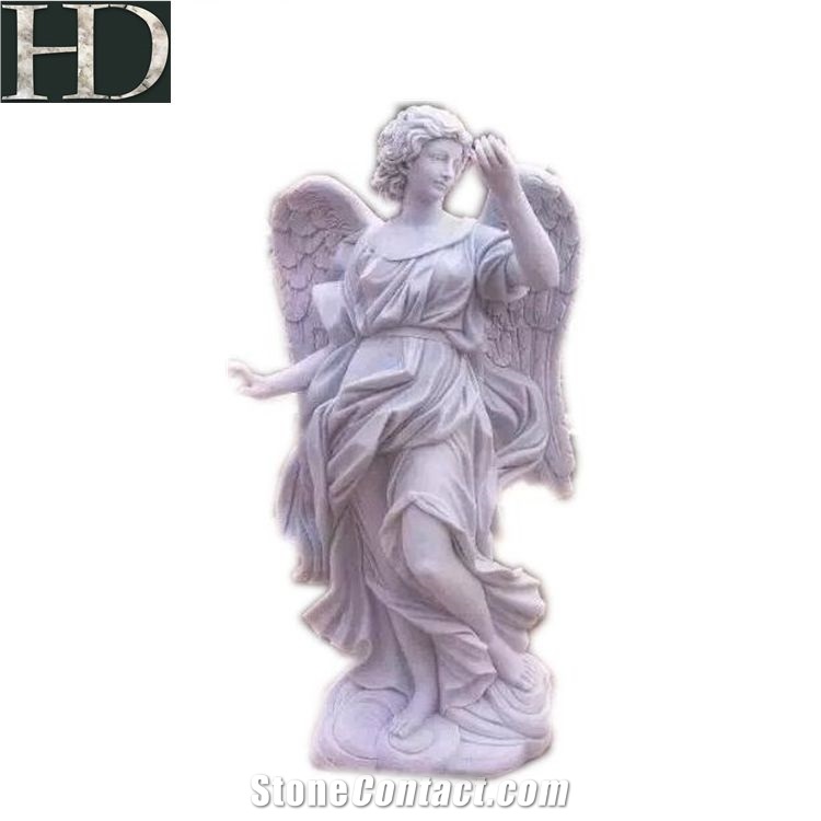 Handcarved Art Sculpture Stone Angel Statue Bust
