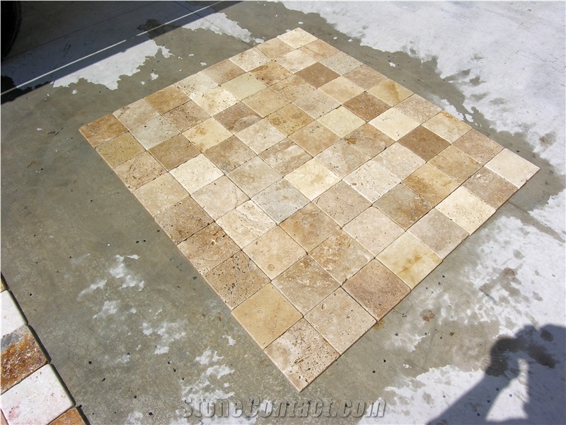 Yellow Travertine Tiles, Kale Antiq
