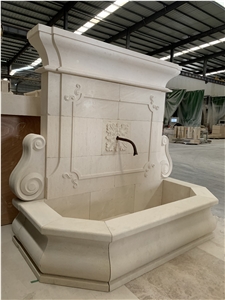 French Beige Limestone Fountain
