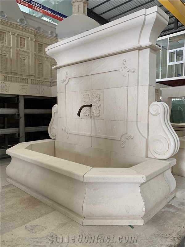 French Beige Limestone Fountain