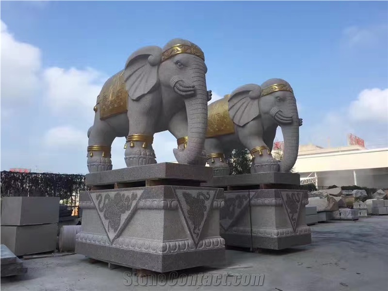 G606 Granite Elephant Sculpture Outdoor Statues