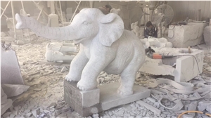 Grey Granite Elephant Sculpture Outdoor Statues