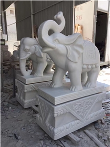 Han White Marble Elephant Lucky Sculpture Statues