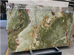 Multicolor Ancient Green Onyx Slabs Wall Tiles