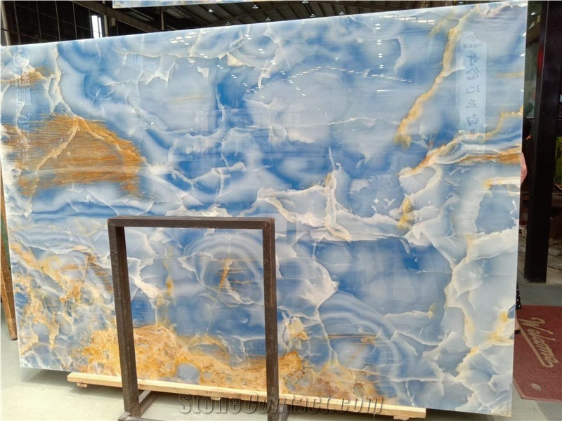 Pakistan Blue Ocean Onyx Slab Tiles Wall Floor Use