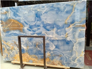 Pakistan Blue Ocean Onyx Slab Tiles Wall Floor Use