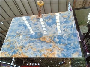 Pakistan Blue Ocean Onyx Slab Tiles Wall Floor Use
