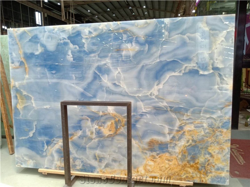 Pakistan Blue Ocean Onyx Slab Tiles Wall Floor Use