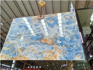 Pakistan Blue Ocean Onyx Slab Tiles Wall Floor Use