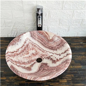 Rojo Vulkano Onyx Round Basin Sinks for Bathroom