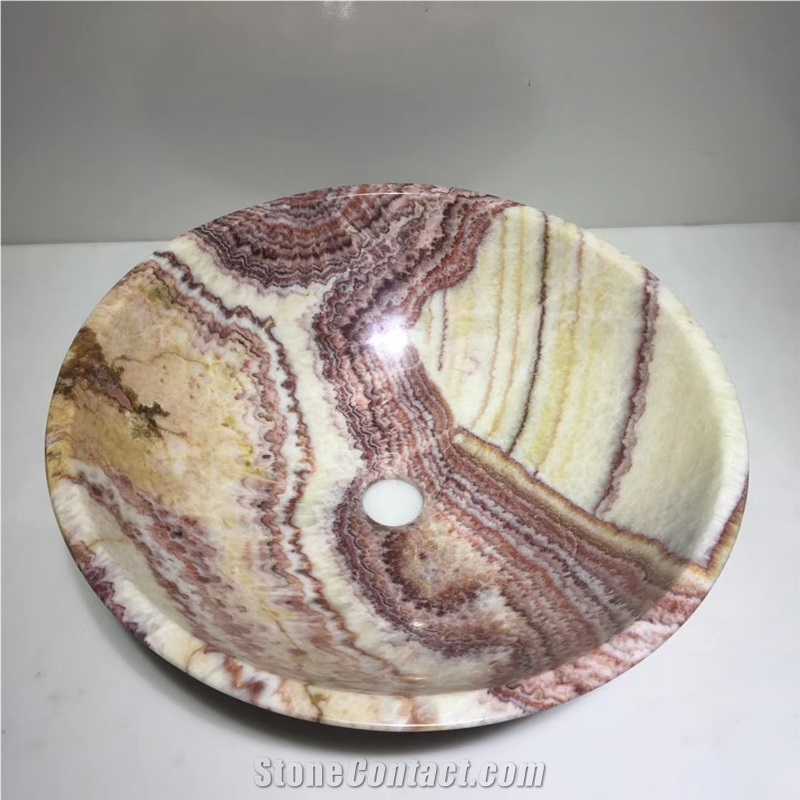 Rojo Vulkano Onyx Round Basin Sinks for Bathroom