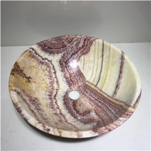 Rojo Vulkano Onyx Round Basin Sinks for Bathroom