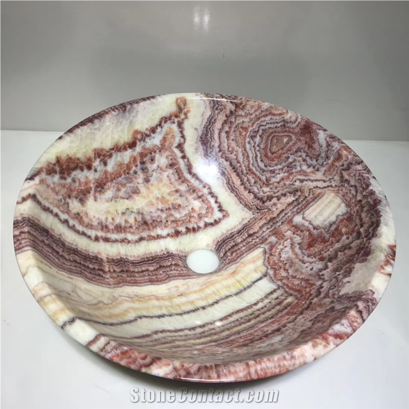 Rojo Vulkano Onyx Round Basin Sinks for Bathroom