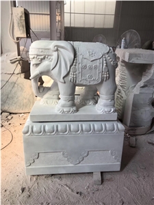 White Jade Marble Elephant Sculpture Statues