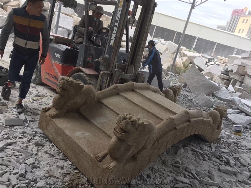 Yellow Granite Bridge Sculpture Outdoor Use