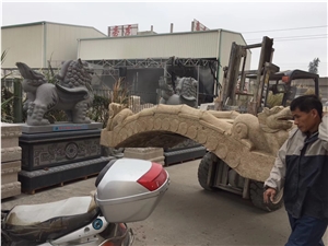 Yellow Granite Bridge Sculpture Outdoor Use