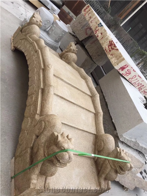 Yellow Granite Bridge Sculpture Outdoor Use
