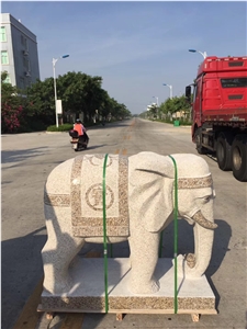 Yellow Granite Lucky Elephant Sculpture Statues