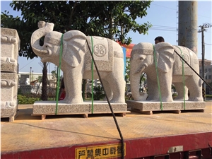 Yellow Granite Lucky Elephant Sculpture Statues