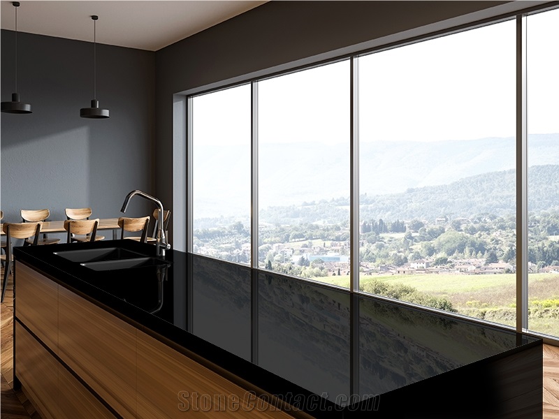 Absolute Black Granite Prefab Kitchen Countertops