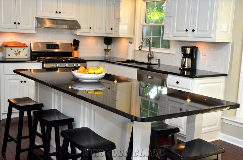 Absolute Black Granite Prefab Kitchen Countertops