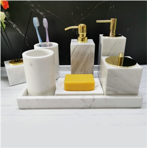 Bathroom Set Accessorie Vokala Marble Stone