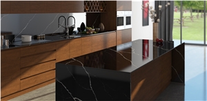 Black Countertop Artificial Quartz Stone Slabs