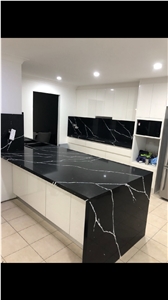 Black Countertop Artificial Quartz Stone Slabs