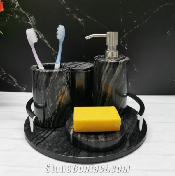 Black Wooden Marble Bathroom Sets for Hotels