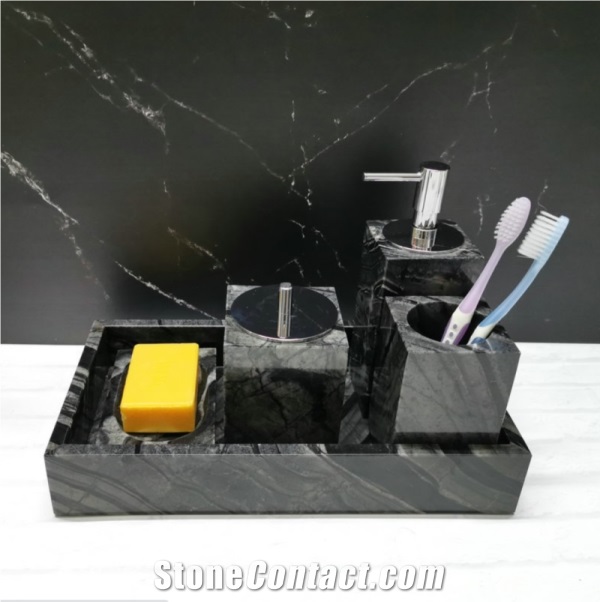 Black Wooden Marble Bathroom Sets for Hotels
