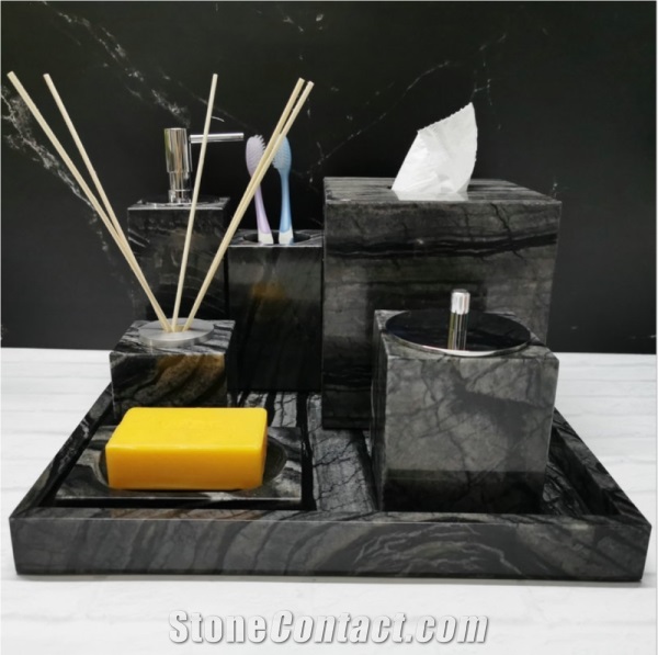 Black Wooden Marble Bathroom Sets for Hotels