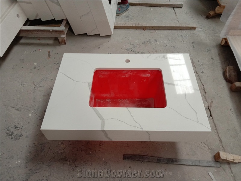 Caesarstone Customized Calacatta Quartz Vanitytop