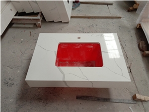 Caesarstone Customized Calacatta Quartz Vanitytop