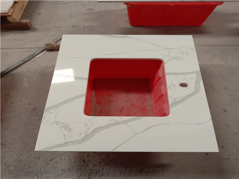 Caesarstone Customized Calacatta Quartz Vanitytop