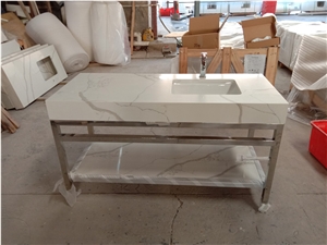 Caesarstone Customized Calacatta Quartz Vanitytop