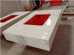 Caesarstone Customized Calacatta Quartz Vanitytop